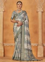 Silk Grey Festival Wear Digital Print Saree